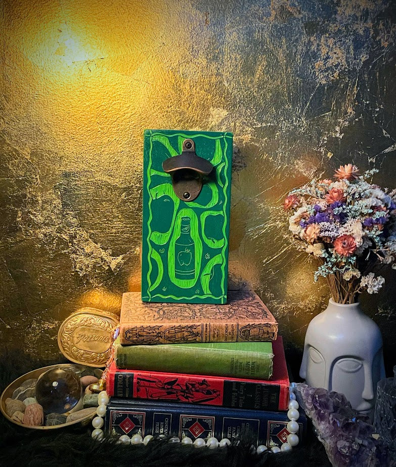 Apple Cider Magnetic Wood Wall Mount Bottle Opener