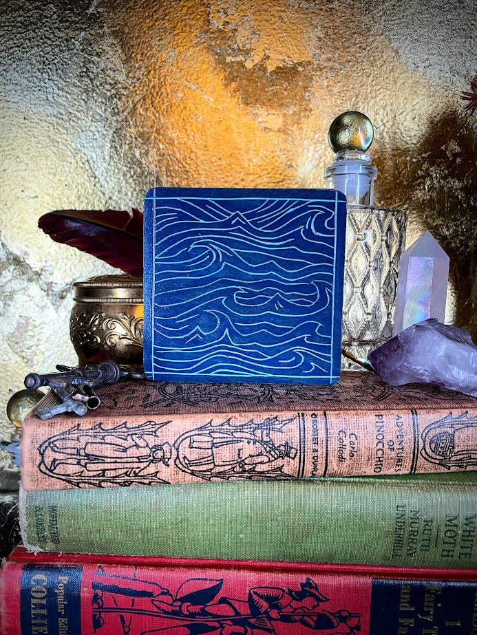 Blue Waves Wood Coaster
