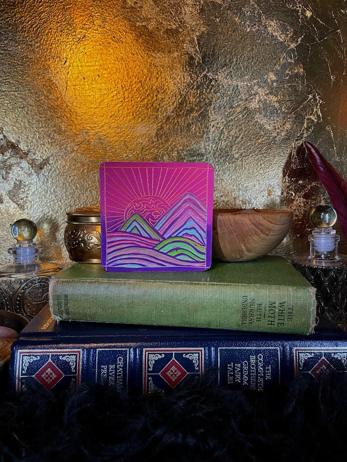 Pink Sunset Wood Coaster