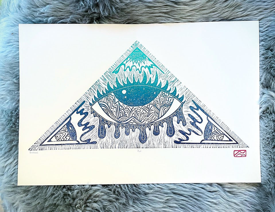 Visions Woodblock Print