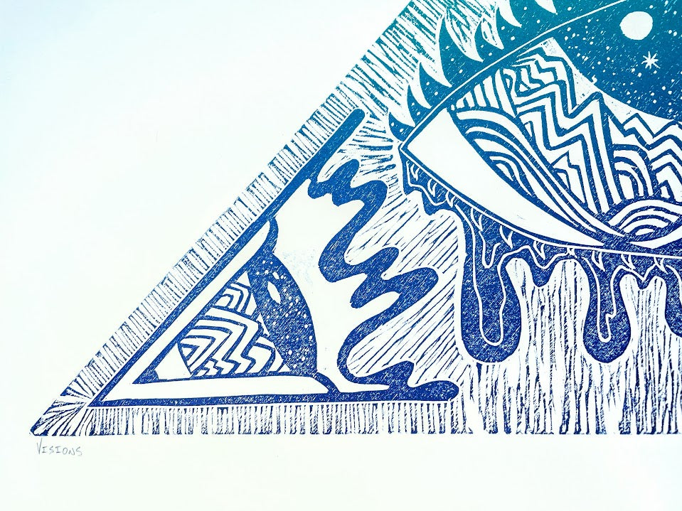 Visions Woodblock Print