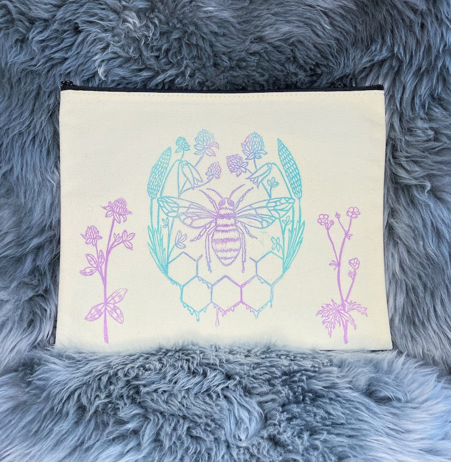 Bees and Flowers Large Zipper Bag