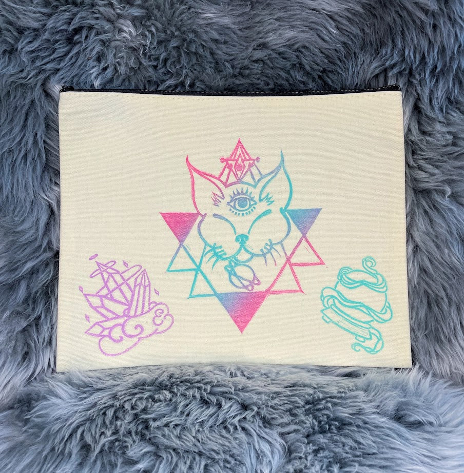 Mystic Cat Large Zipper Bag
