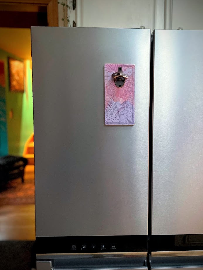 Pastel Sunset Magnetic Wood Wall Mount Bottle Opener