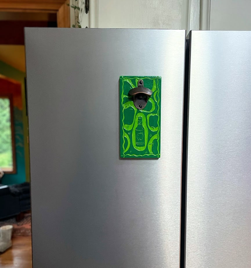 Apple Cider Magnetic Wood Wall Mount Bottle Opener