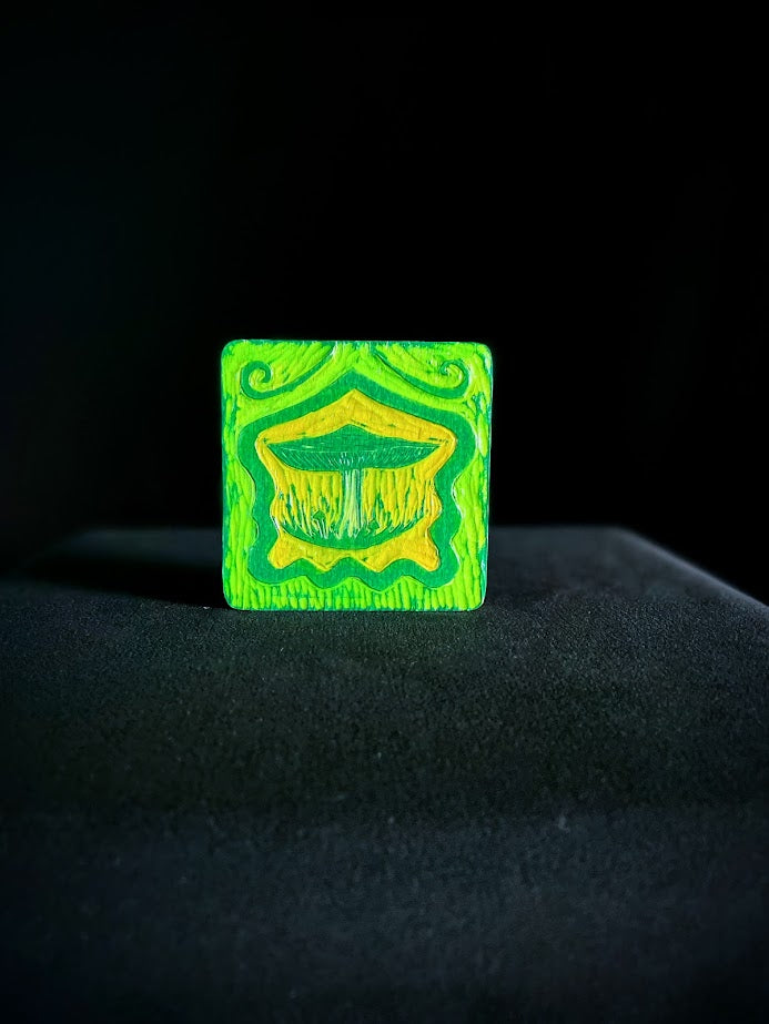 Green Mushroom Wood Coaster