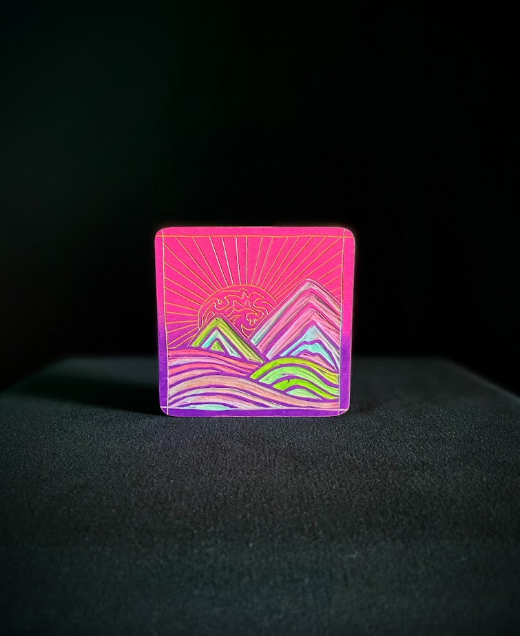 Pink Sunset Wood Coaster