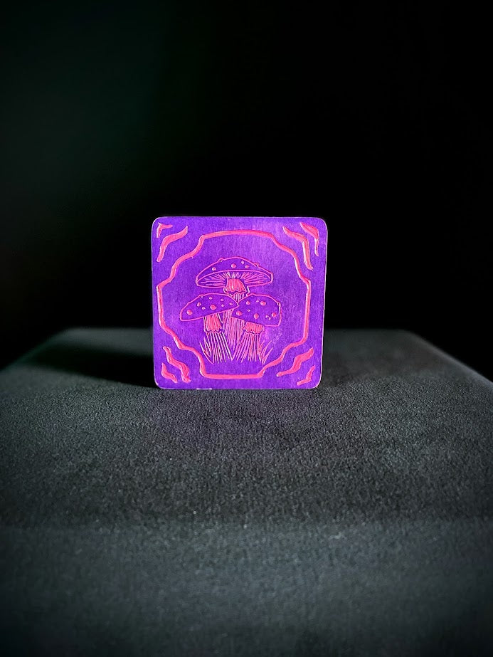 Purple Amanita Wood Coaster