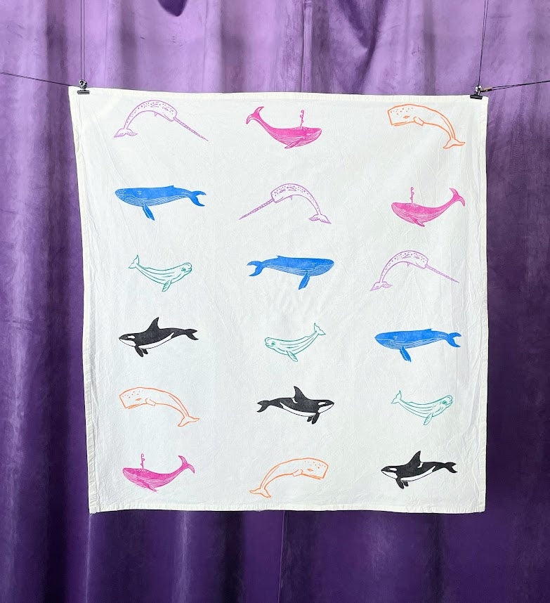 Whales Tea Towel