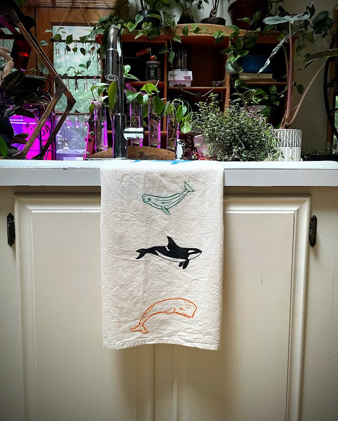 Whales Tea Towel